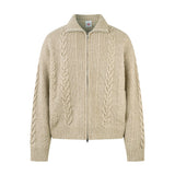 Herren-Strickjacke mit Reißverschluss und gedrehter Struktur