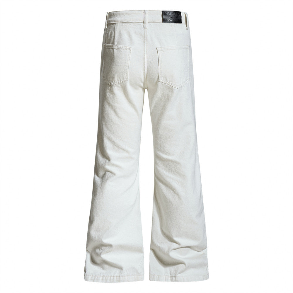 Men Hippie Embroidered Flare Jeans