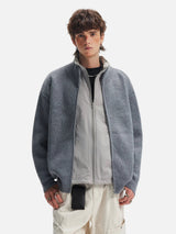 Strickjacke im amerikanischen Stil mit vertikalem Kragen und doppeltem Reißverschluss