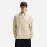 Gemütlicher Retro-Strickpullover mit halbem Reißverschluss