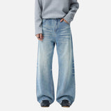 Streetwear Washed Cat Whisker Loose Denim Jeans