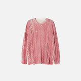Distressed Cable Knit Sweater
