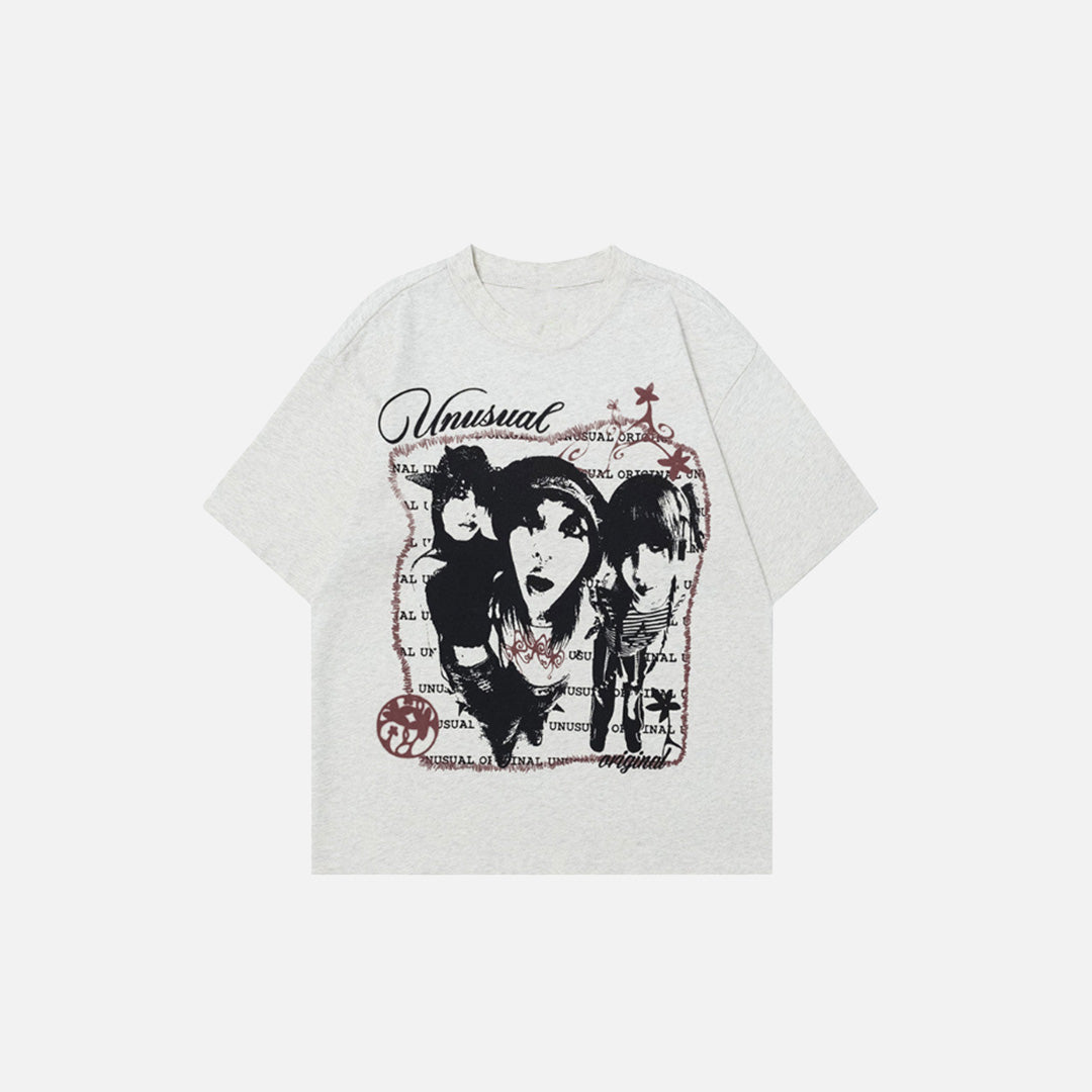 Stylish Portrait Print Summer T-Shirt