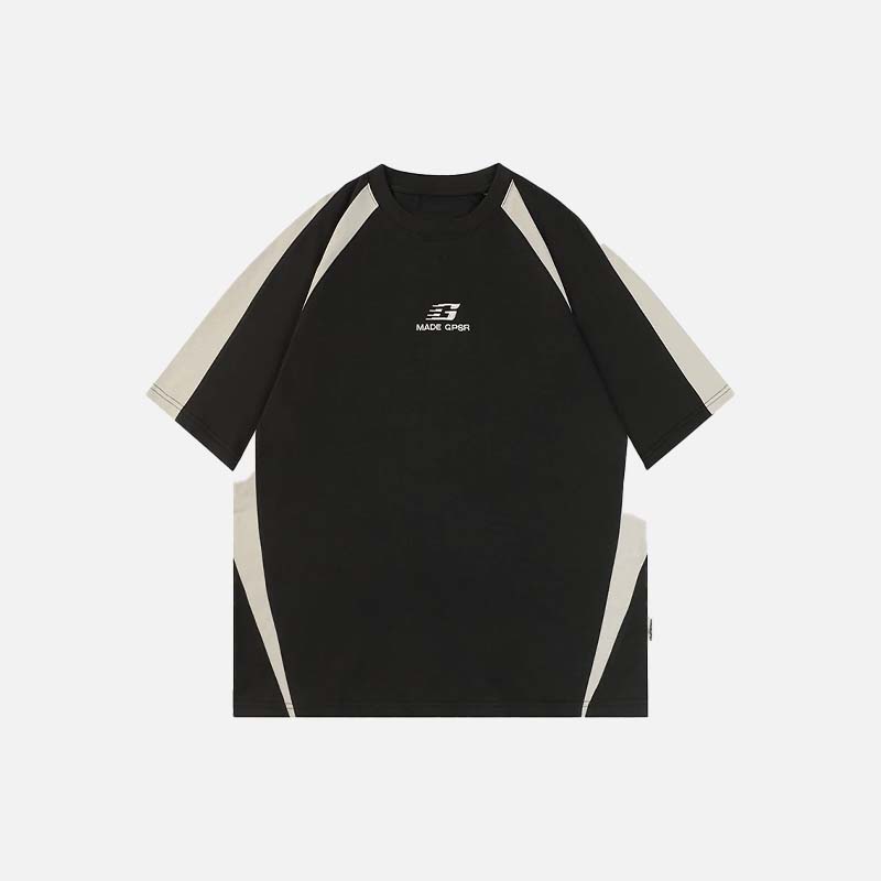 Sporty Patchwork Oversized Hip Hop T-Shirt