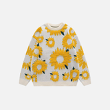 Pull en maille texturée à motif tournesol