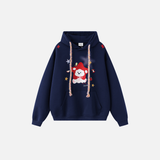 American Style Retro Dog Print Loose Hoodie