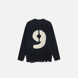 Used-Look-Pullover mit der Nummer 9