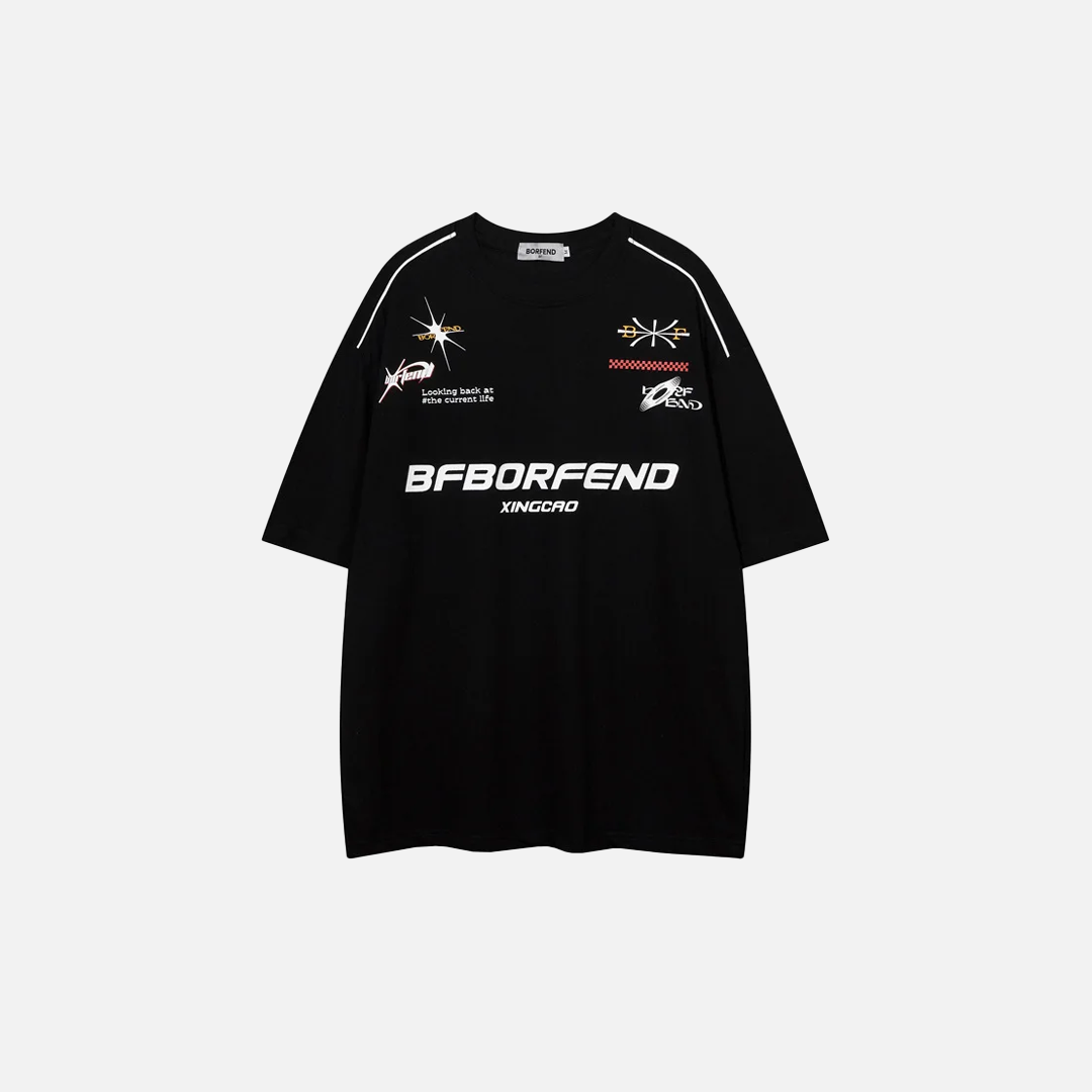 Hochwertiges, übergroßes Hip-Hop-T-Shirt aus Baumwolle mit Buchstabenprint