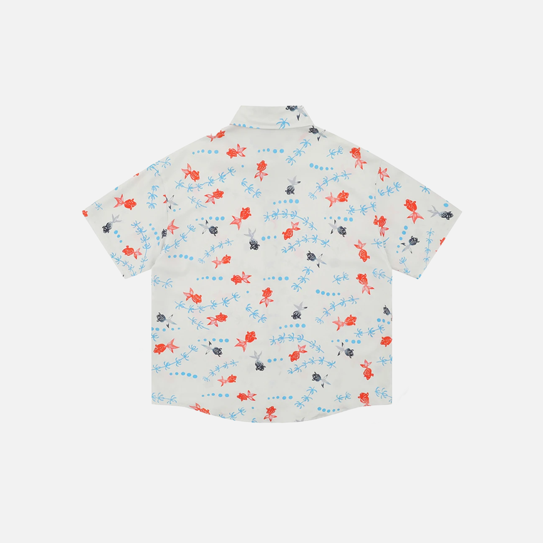 Golden Fish Graphic Hawaiian Short Shirt