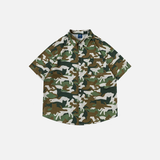 Chemise décontractée oversize à boutons Camo Cats