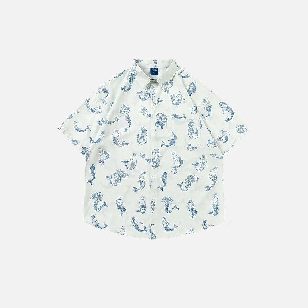 Chemise blanche oversize à imprimé sirène