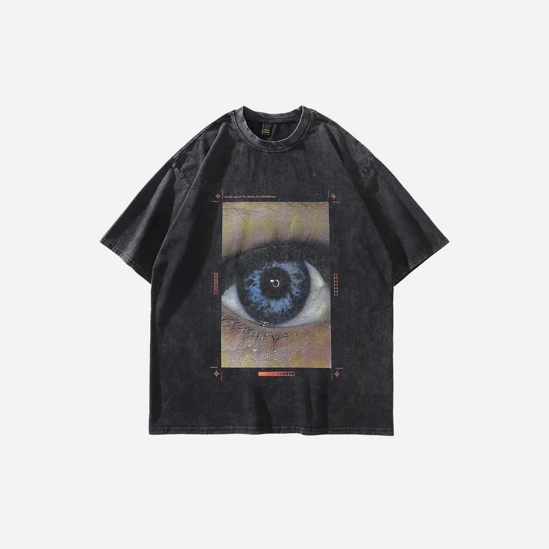 ゴシックヴィンテージオーバーサイズ目玉グラフィックTシャツ