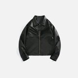 Streetwear-Lederjacke im amerikanischen Motorradstil mit Reißverschluss