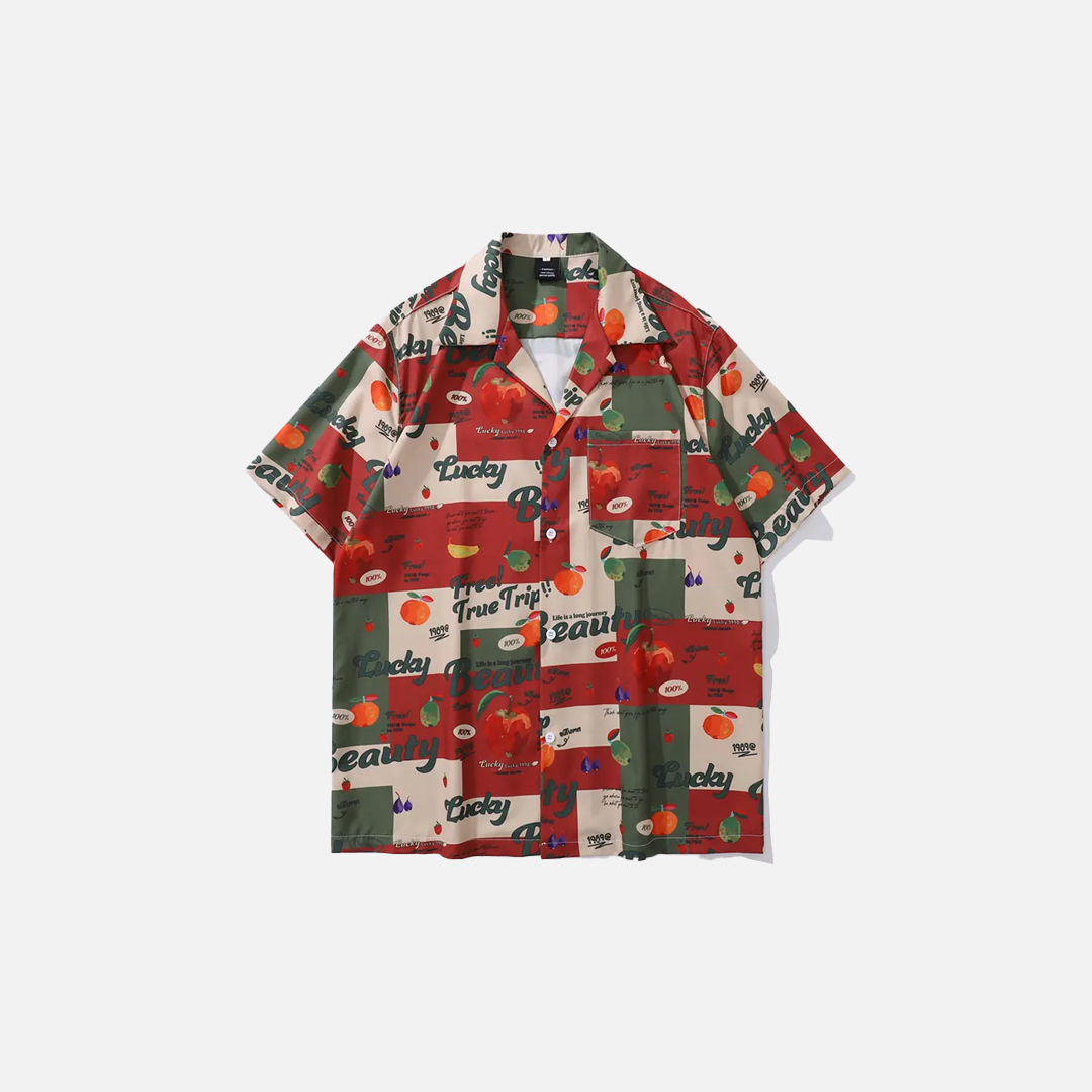 Cool Summer Fruit Graphic Short Sleeve Shirt