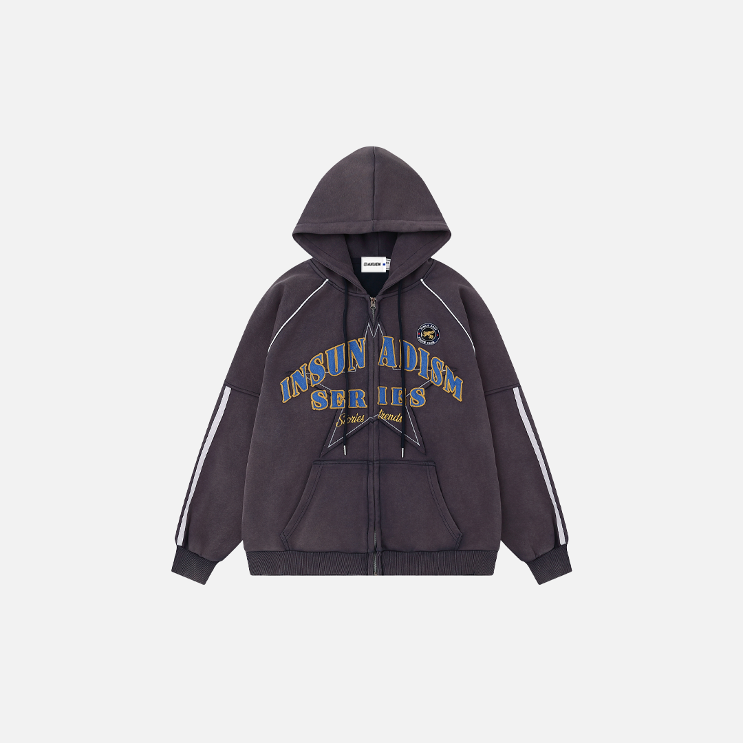 Y2K Vintage Star Embroidered Hooded Sweatshirt