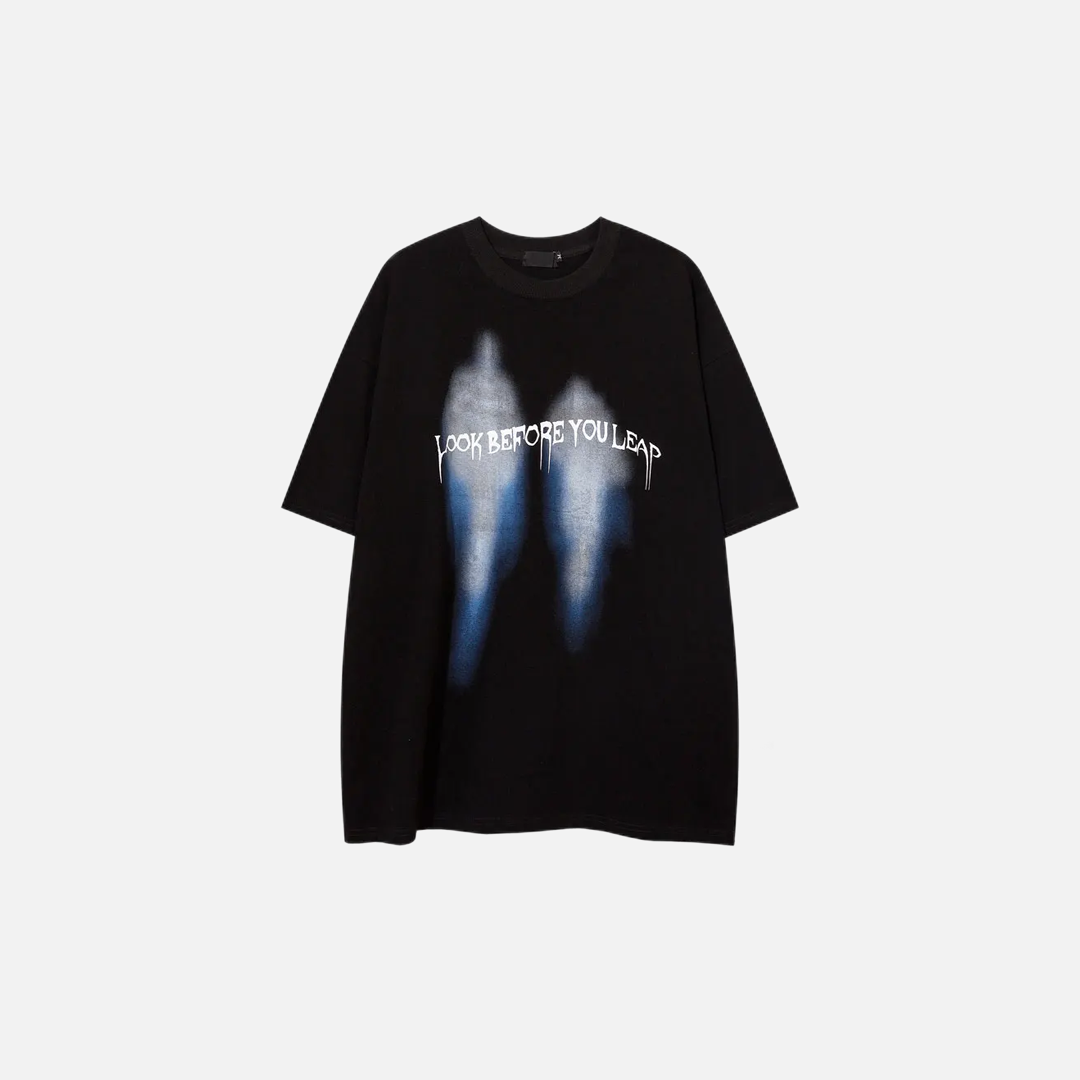グラフィック オーバーサイズ シャドウプリント パンクTシャツ