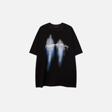 グラフィック オーバーサイズ シャドウプリント パンクTシャツ