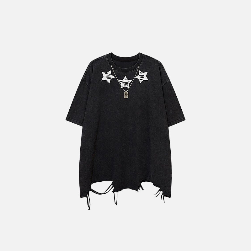 Y2k Chain Ripped Washed T-shirt