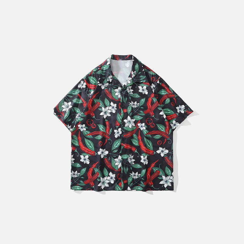 Hemd mit Paprika-Blätter-Print