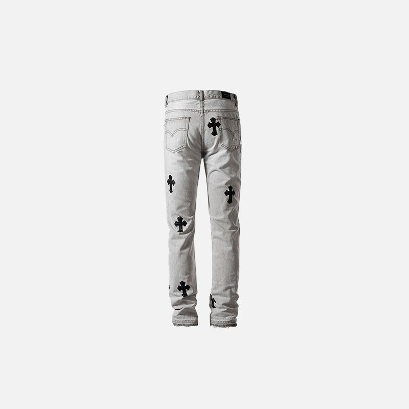 Cross Ripped Straight-fit Jeans