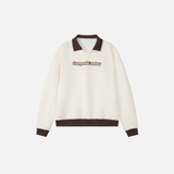 Y2K Loose Letter Embroidery Turn-Down Collar Sweatshirt