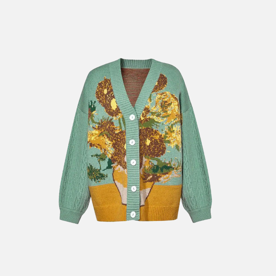 Floral Pattern Cardigan Sweater