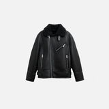 Warme Motorradjacke aus Wildleder mit Revers