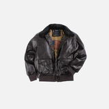 Vintage Lederjacke mit abnehmbarem Pelzbesatz