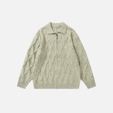 Luxuriöser Strickcardigan mit Diamant-Jacquard-Muster und Revers