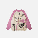 "Smile" Letter Print Loose Knitted Sweater