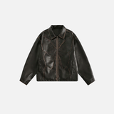 Handsome Distressed Patchwork Leather Jacket