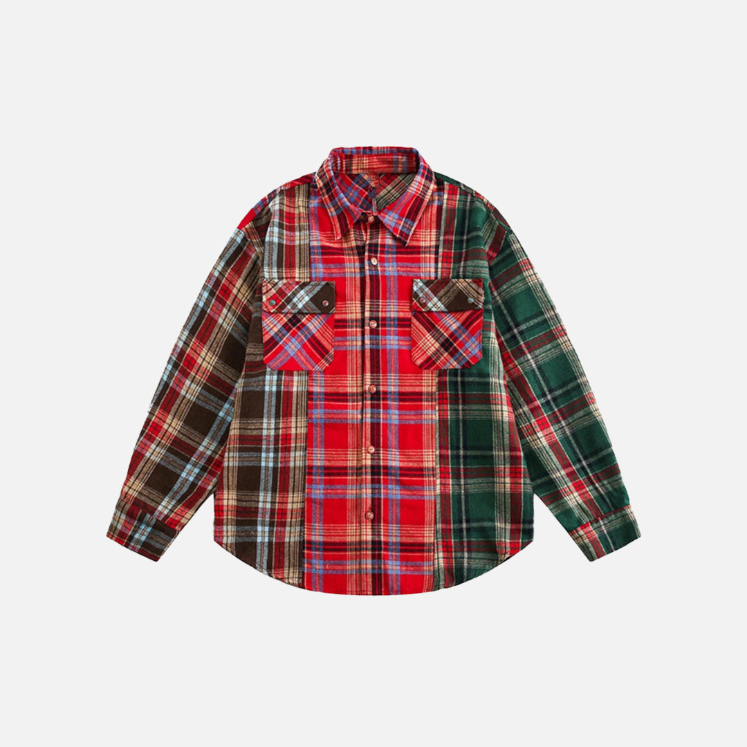 Chemise boutonnée à carreaux patchwork