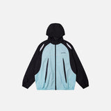 Retro Color Block Windbreaker Jacke mit Kapuze