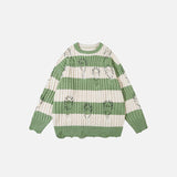 Locker gestreifter, abgenutzter Strickpullover