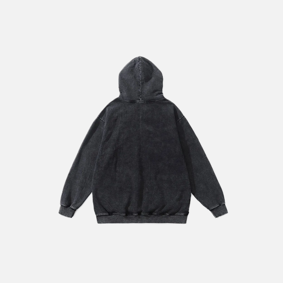 Breathable Oversized Gothic Skull Washed Print Hoodie