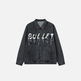 "Bullet" Letter print Washed Jacket