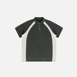 Y2k Washed Contrast Color Polo T-shirt