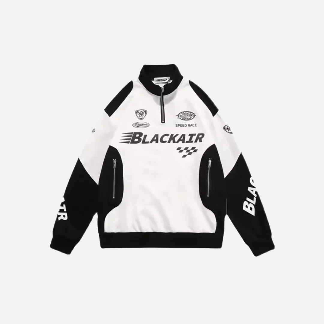 Racing Style Patchwork Half Zipper Sweatshirt