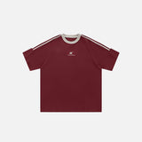 Locker geschnittenes T-Shirt mit Seitenstreifen und Stickerei