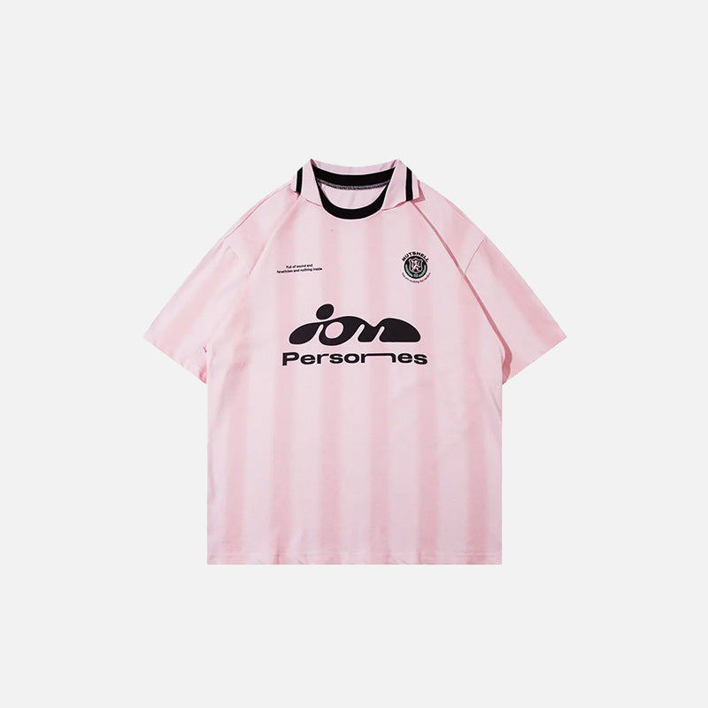 Vintage Loose Polo Stripes T-Shirt