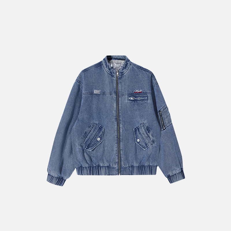 Y2k Washed Cowboy Zip-up Jacket