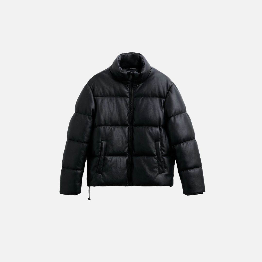 Jacke mit Stehkragen aus dickem Kunstleder