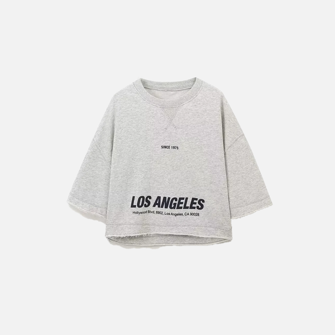 グレー長袖レターオーバーサイズTシャツ