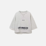 グレー長袖レターオーバーサイズTシャツ