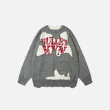 Aufgeribbelter, lockerer Pullover mit Buchstabenmuster