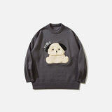 Loose Shy Dog Printed Sweater