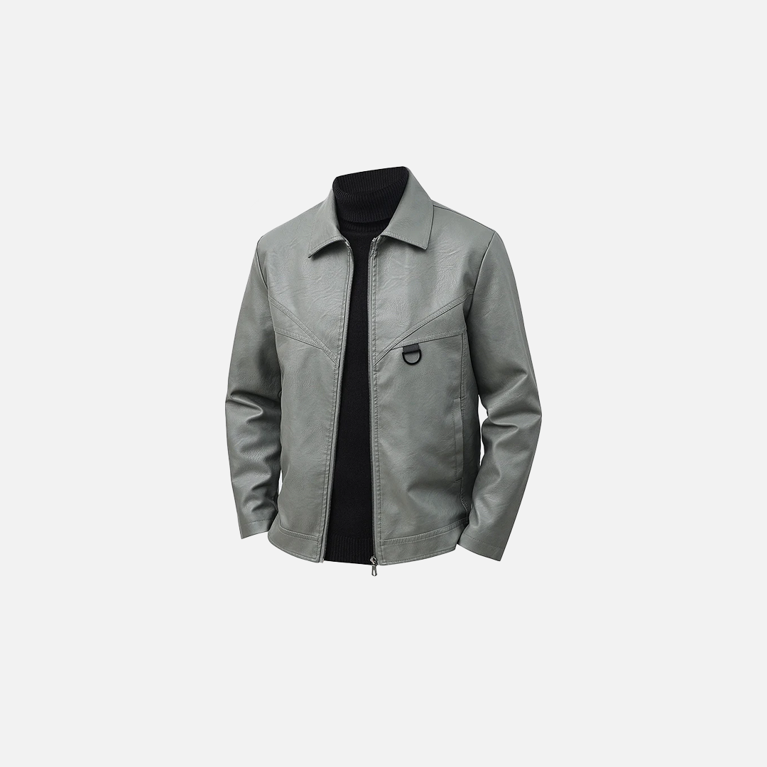 Lederjacke mit schmalem Revers