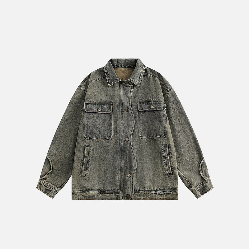 Washed Distressed Denim Jacket