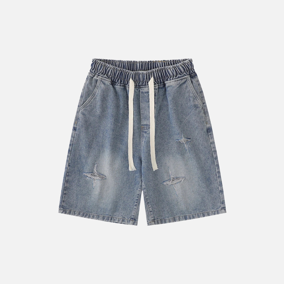 Relaxed Drawstring Denim Shorts