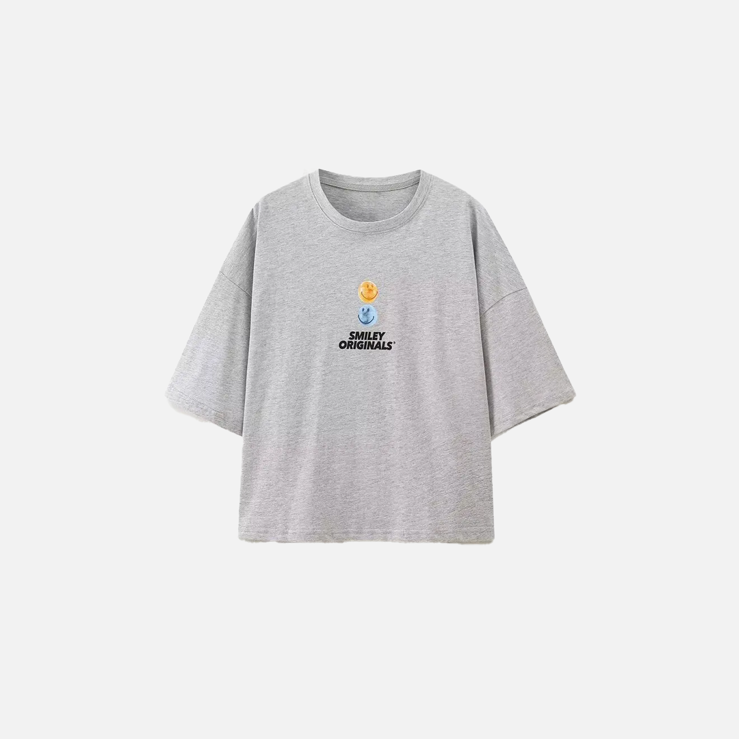 Stylish Gray Summer Print Cotton T-Shirt